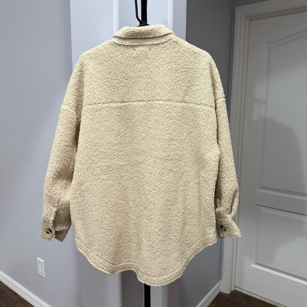 Good American Sherpa Shacket NWT Size 1/2 Tan Oversized Small / Medium - Picture 12 of 14
